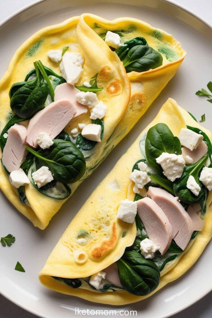 Omelet with Spinach, Feta, and Turkey