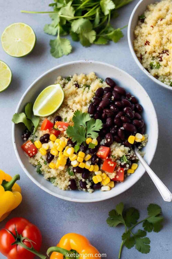 High Protein Lunch Food Ideas Quinoa and Black Bean Bowl