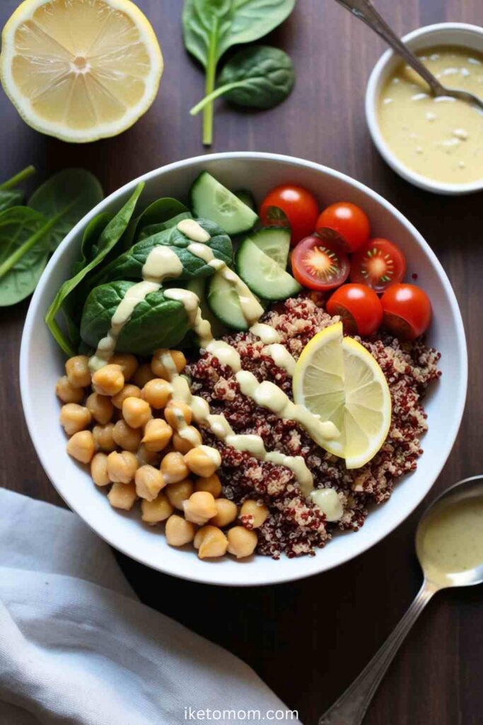 High Protein Lunch Ideas Quinoa and Chickpea Bowl