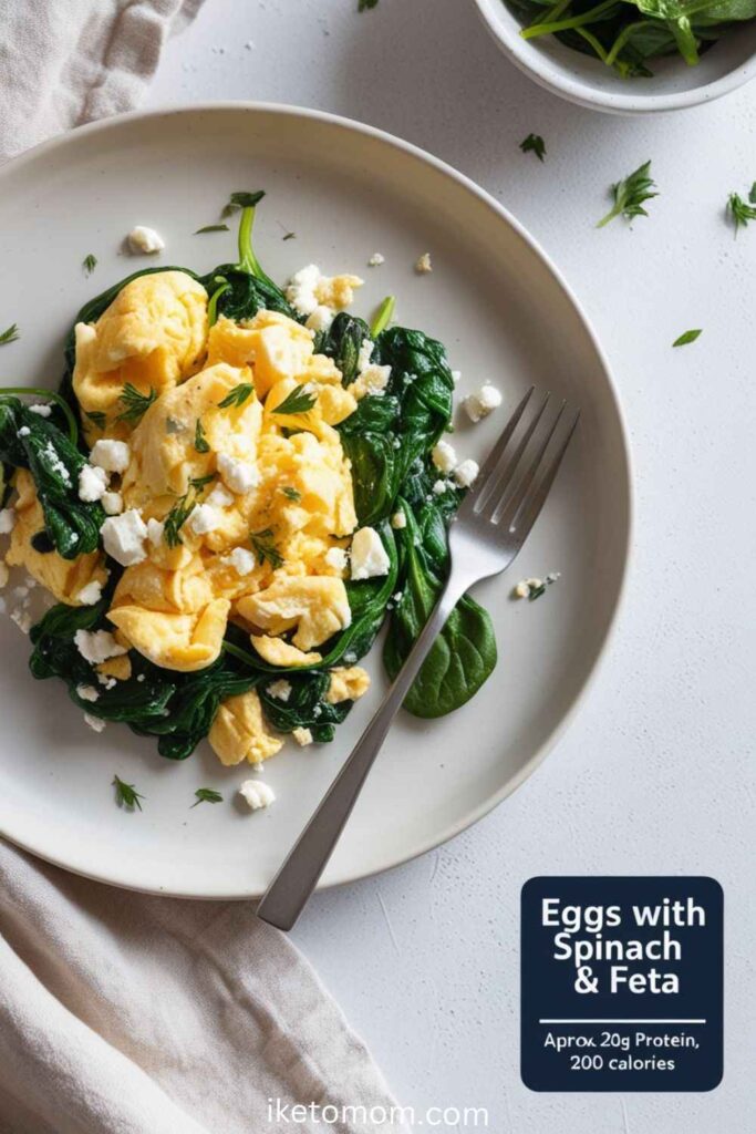 Scrambled Eggs with Spinach and Feta 