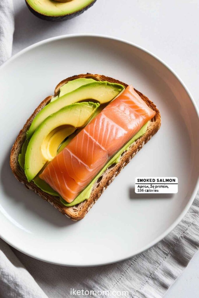 Smoked Salmon and Avocado on Whole Grain Toast