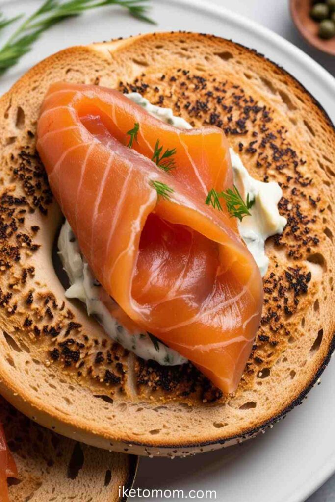 High Protein Breakfast Foods Ideas  Smoked Salmon on Whole Wheat Bagel