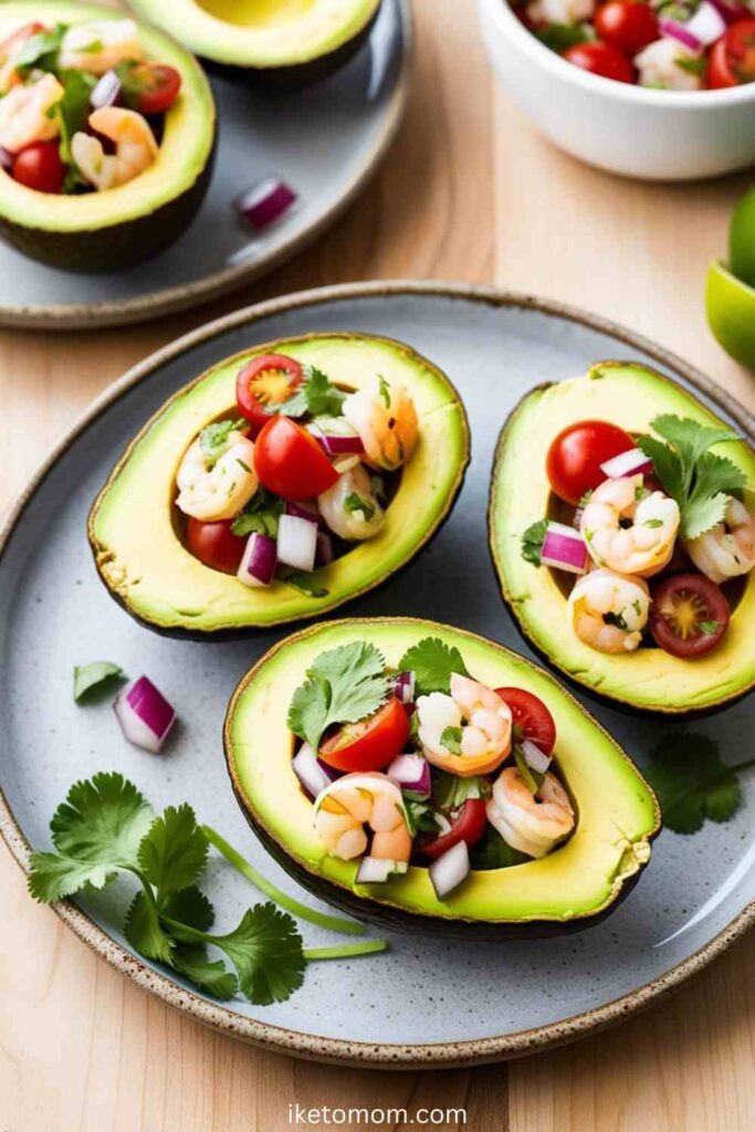 Low Carb Mexican Recipes Stuffed Avocados with Shrimp Salsa