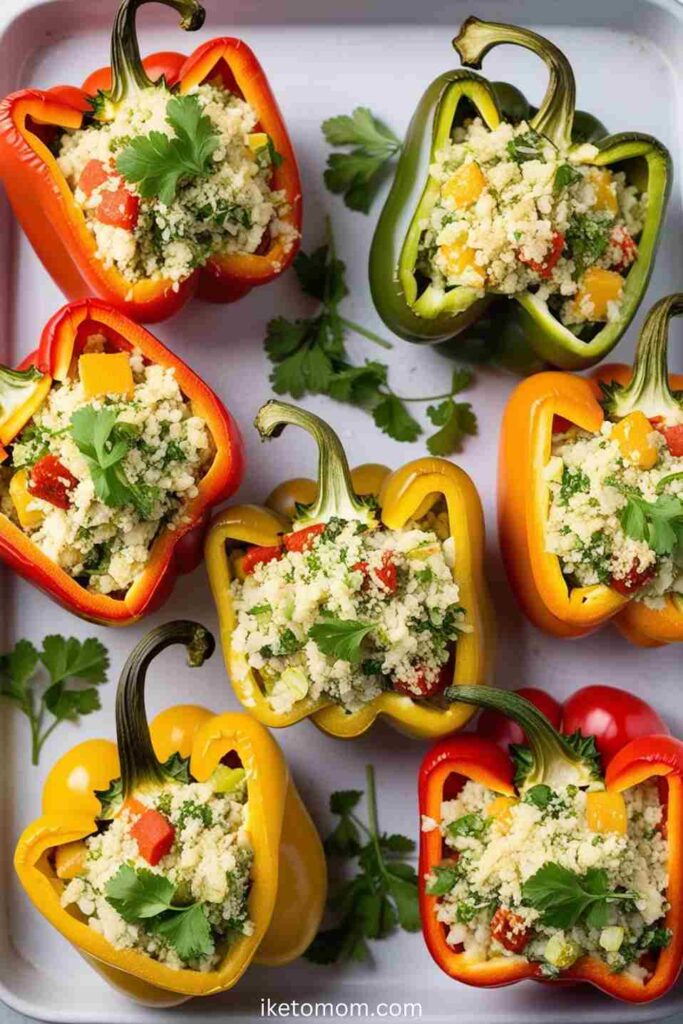 Stuffed Bell Peppers with Cauliflower Rice