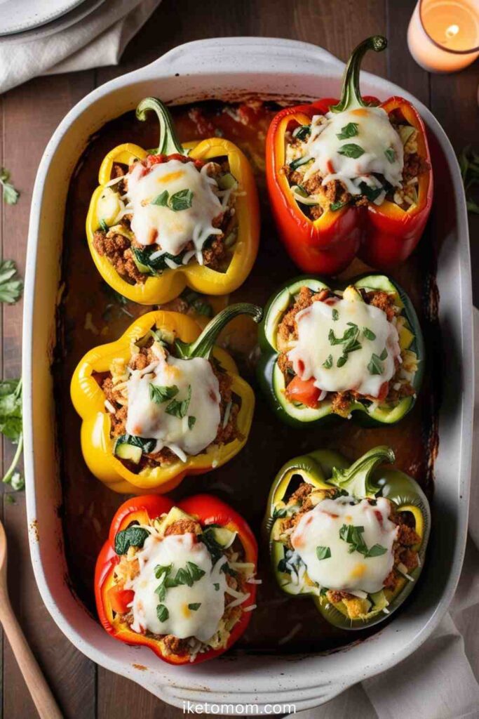 Stuffed Bell Peppers with Ground Turkey & Veggies