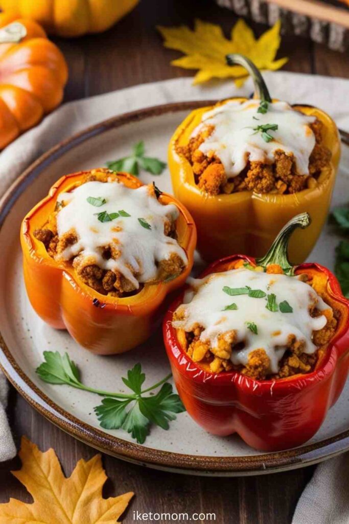 Stuffed Bell Peppers with Pumpkin and Ground Turkey