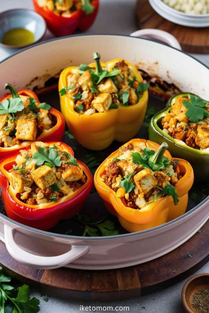 Stuffed Bell Peppers with Tofu & Cauliflower Rice