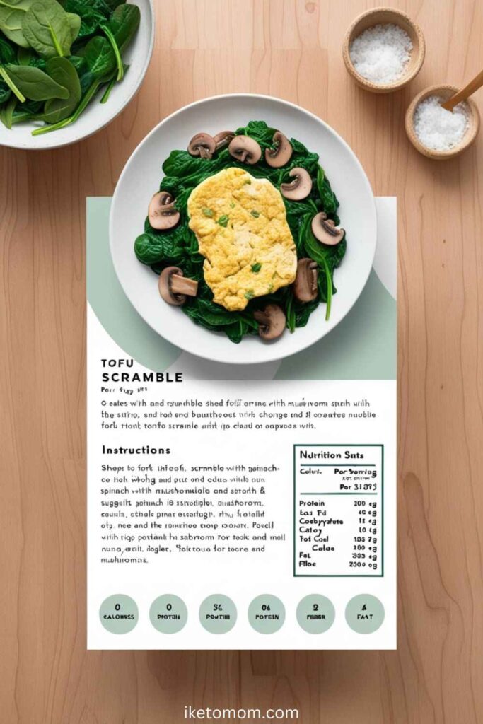 Low Carb Tofu Recipes Tofu Scramble with Spinach & Mushrooms