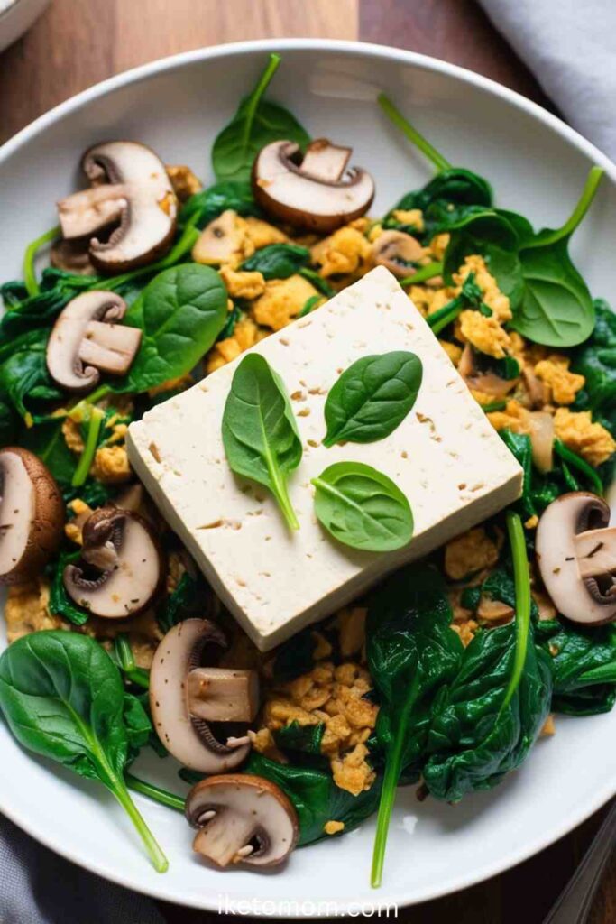 Tofu Scramble with Spinach and Mushrooms