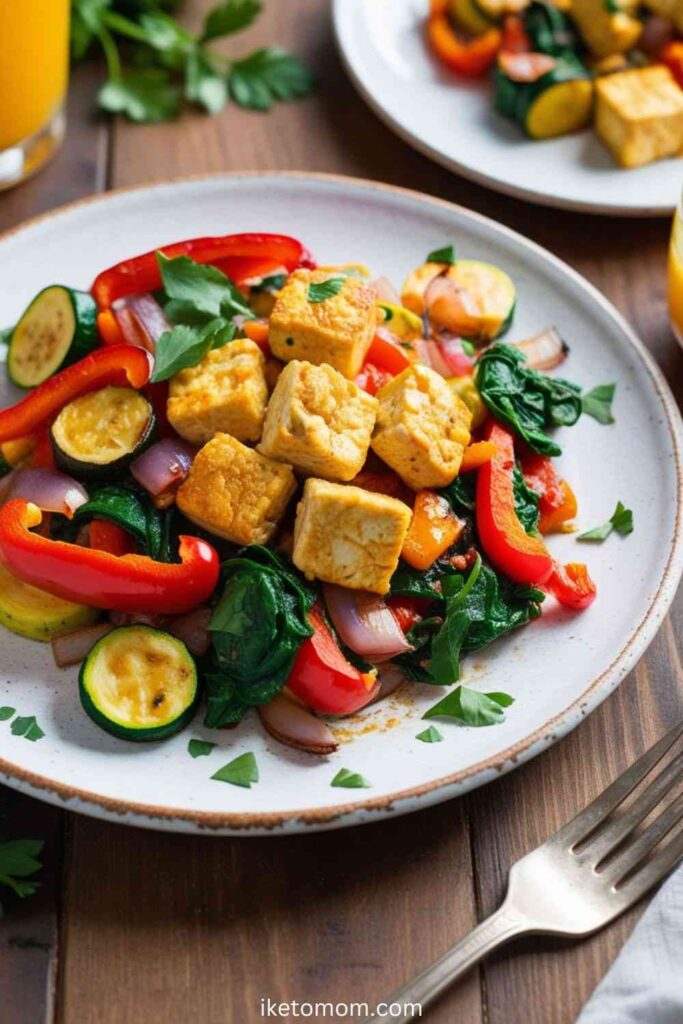 Low Carb Vegan Recipes Tofu Scramble with Veggies