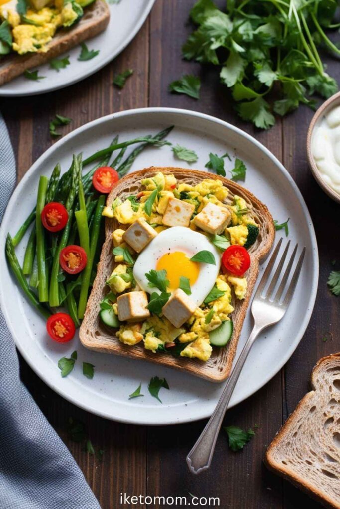 Tofu Scramble with Veggies and Whole Grain Toast