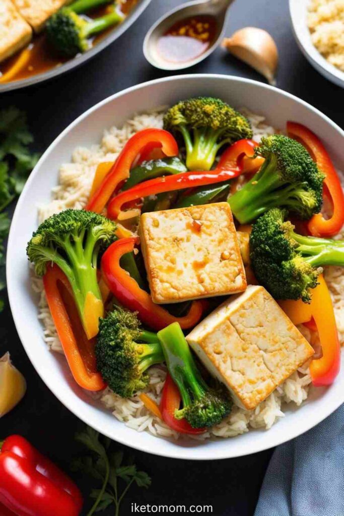 High Protein Veggie Lunch Ideas Tofu Stir-Fry with Broccoli and Bell Peppers