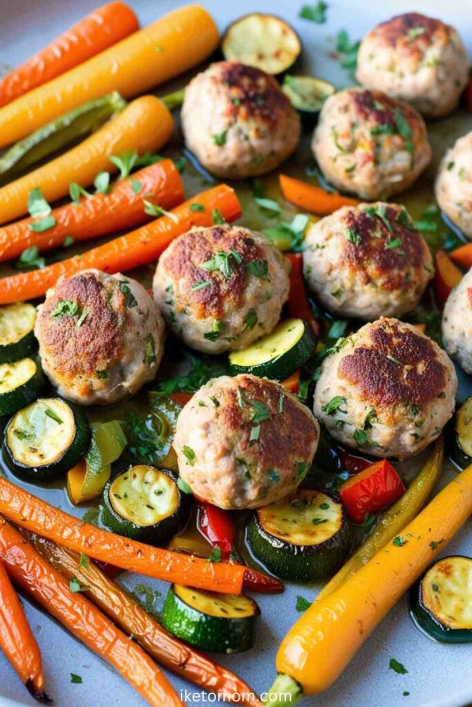 High Protein Lunch Meal Prep Ideas Turkey Meatballs with Roasted Vegetables