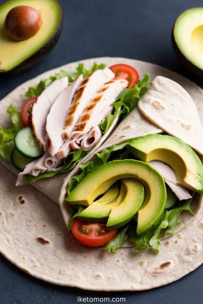 High Protein Lunch Ideas Turkey and Avocado Wrap