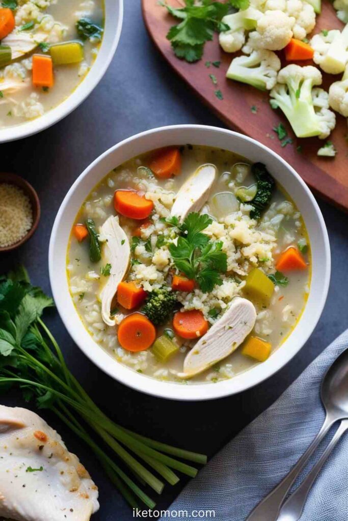 Vegetable Medley Chicken Cauliflower Rice Soup Recipe