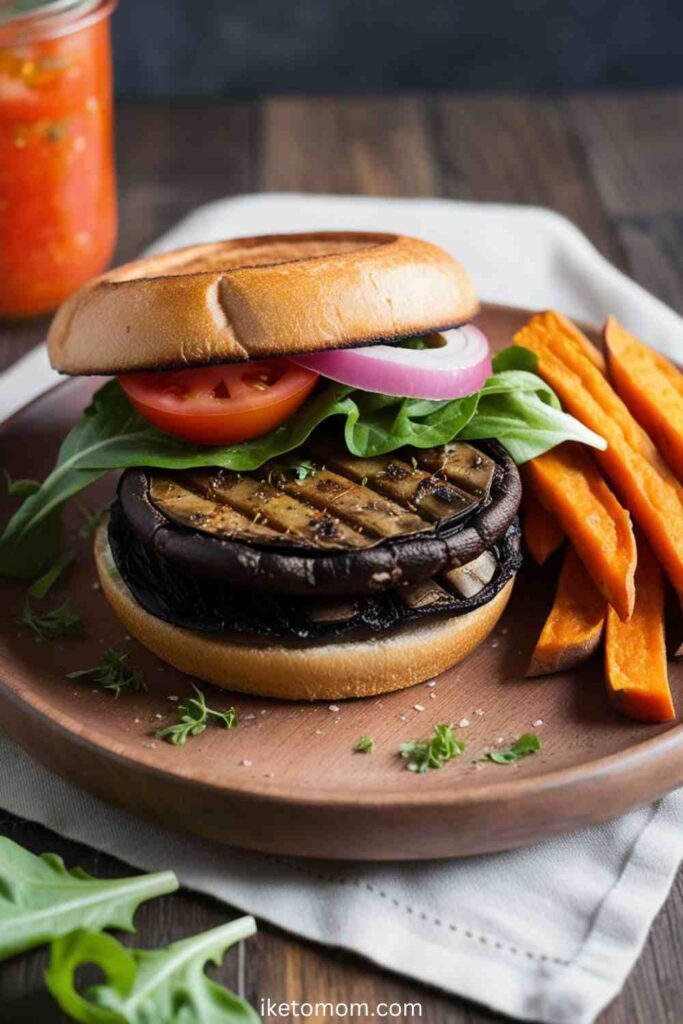 Vegetarian Portobello Mushroom Burger Sandwich