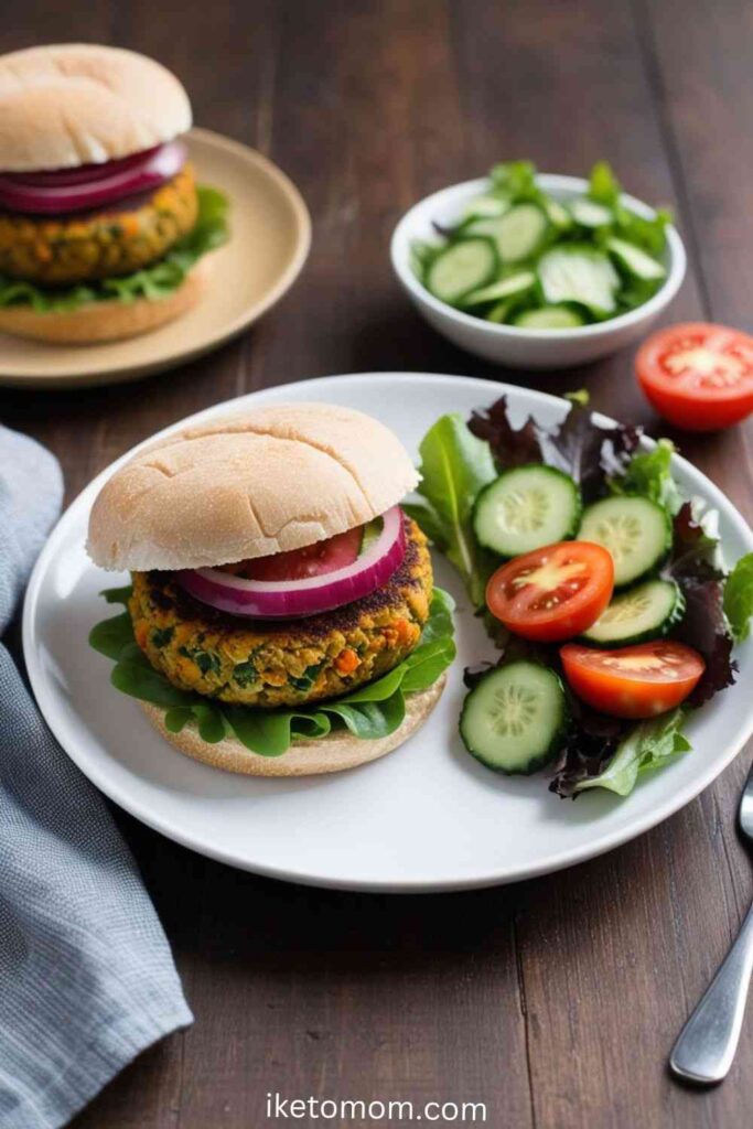 Veggie Burger with a Side Salad