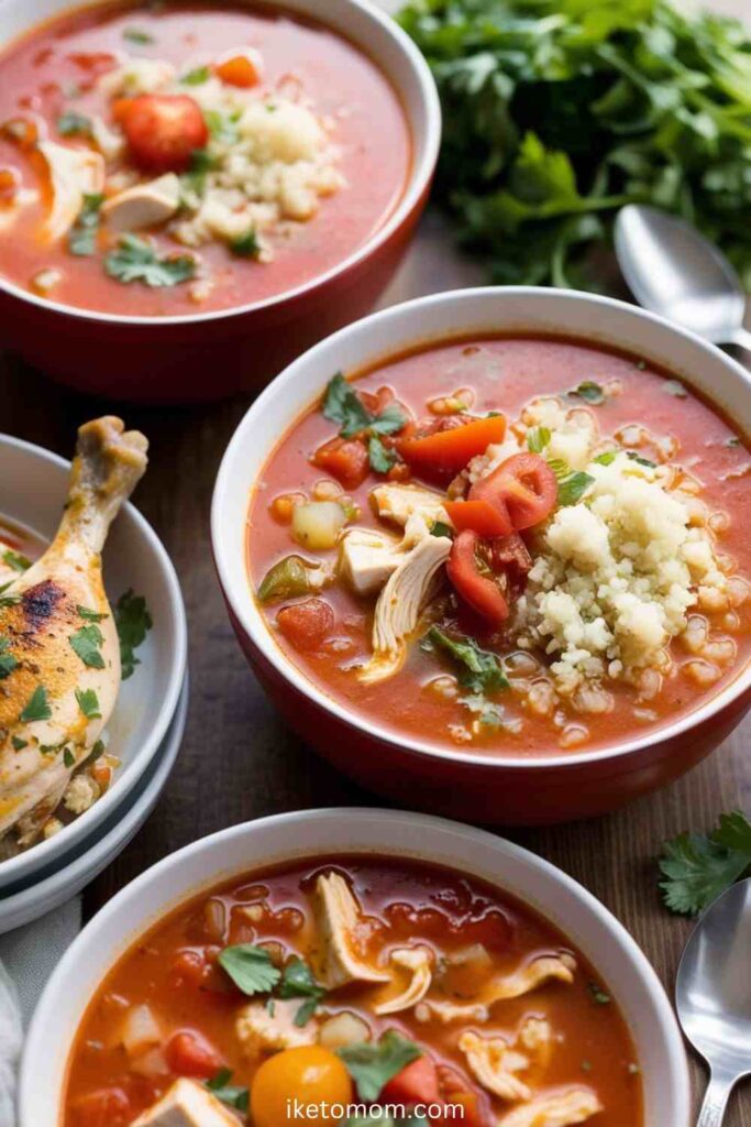 Zesty Tomato Chicken Cauliflower Rice Soup Recipe