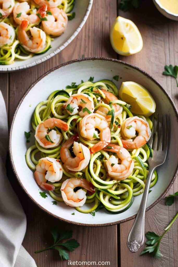 Zucchini Noodles with Garlic Butter Shrimp