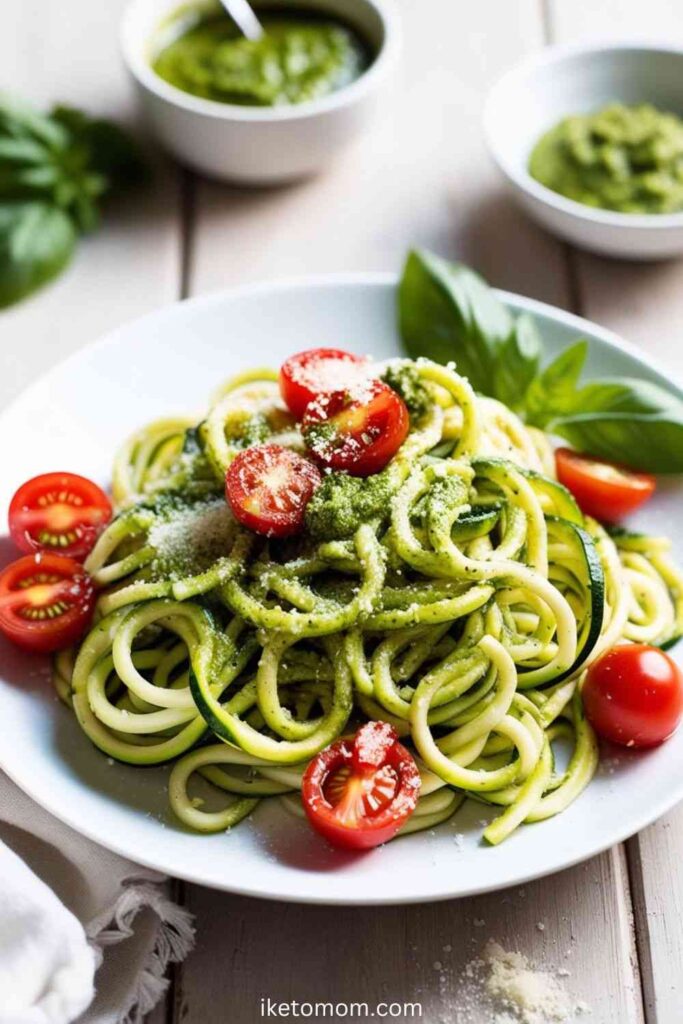 Low Carb Noodles​ Recipes Zucchini Noodles with Pesto