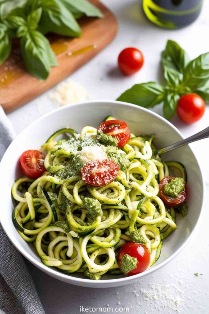 Low Carb Recipes For Diabetics Zucchini Noodles with Pesto