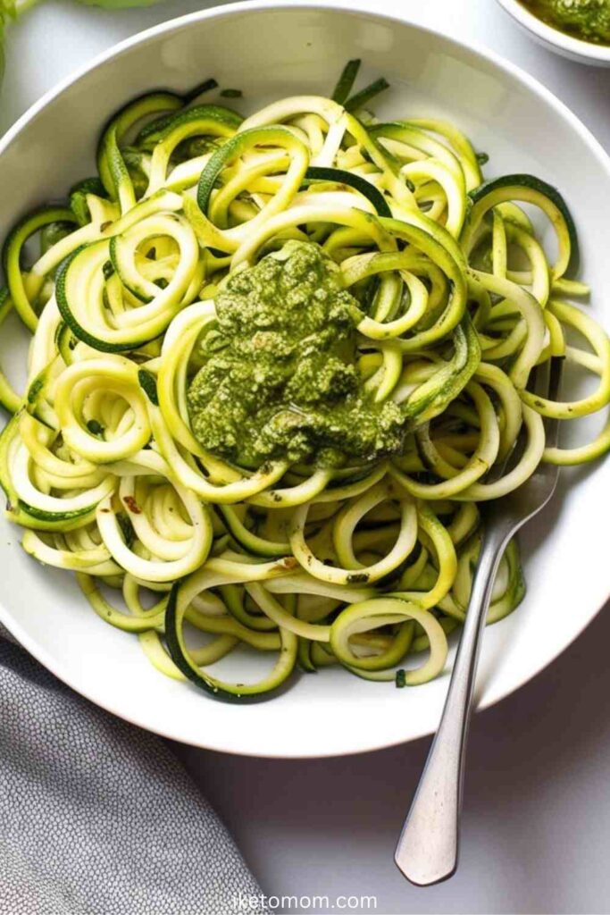 Low Carb Side Dishes Recipe Zucchini Noodles with Pesto