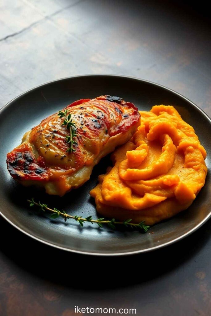 Baked Chicken Breast with Sweet Potato Mash