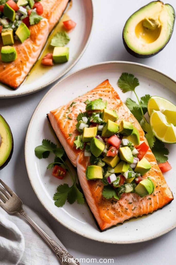 Baked Salmon with Avocado Salsa