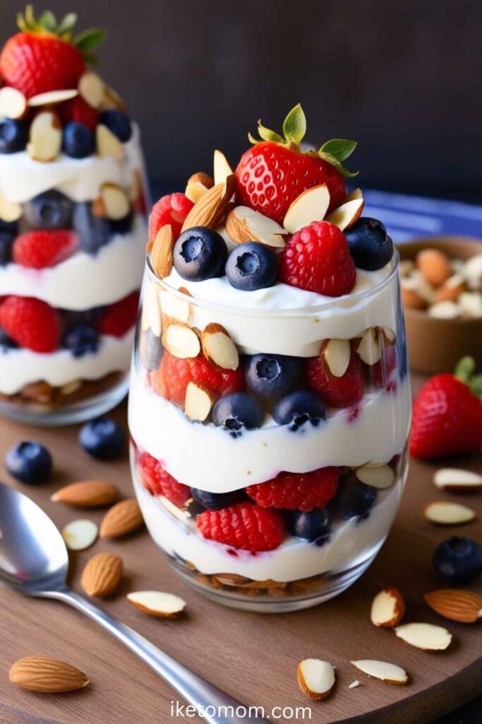 Greek Yogurt Parfait with Berries and Almonds 