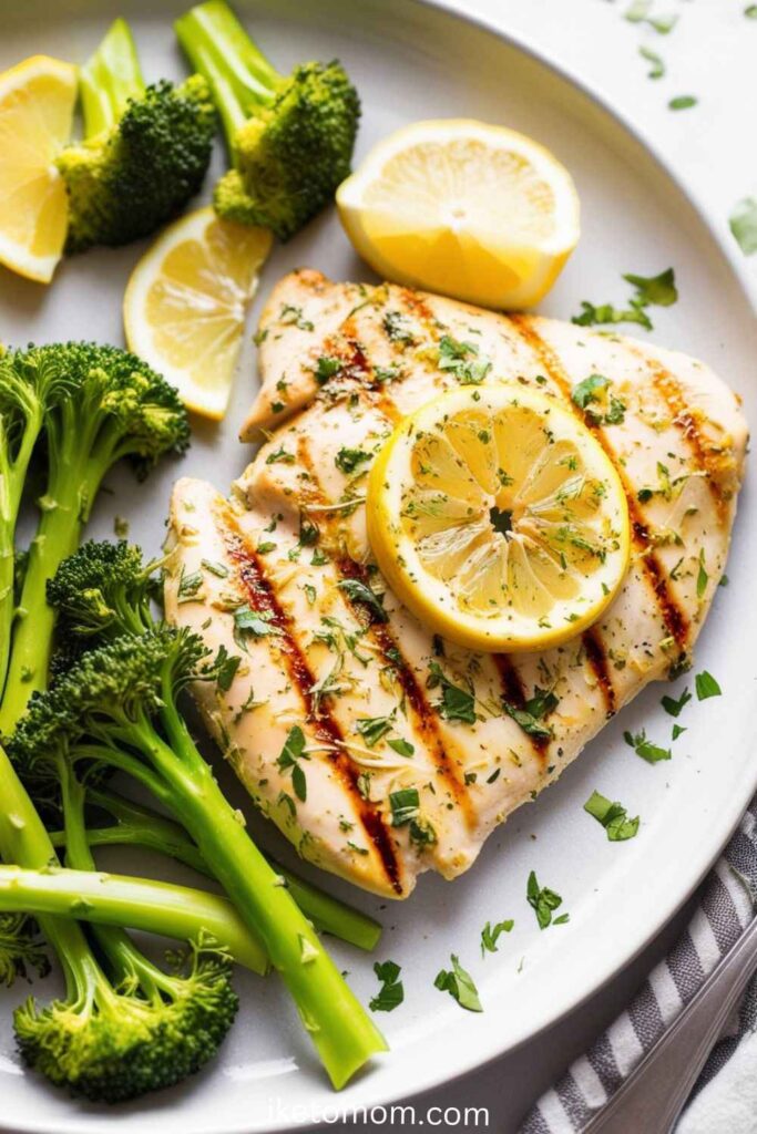 Grilled Lemon Herb Chicken with Steamed Broccoli