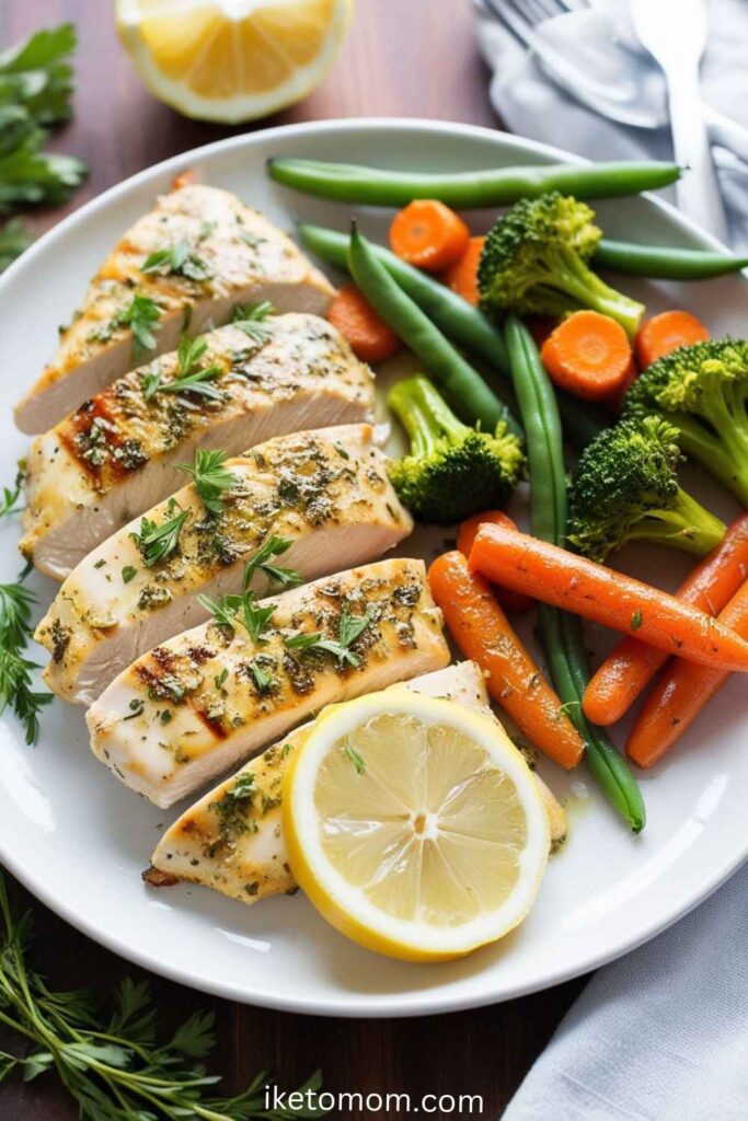 Grilled Lemon Herb Chicken with Steamed Vegetables