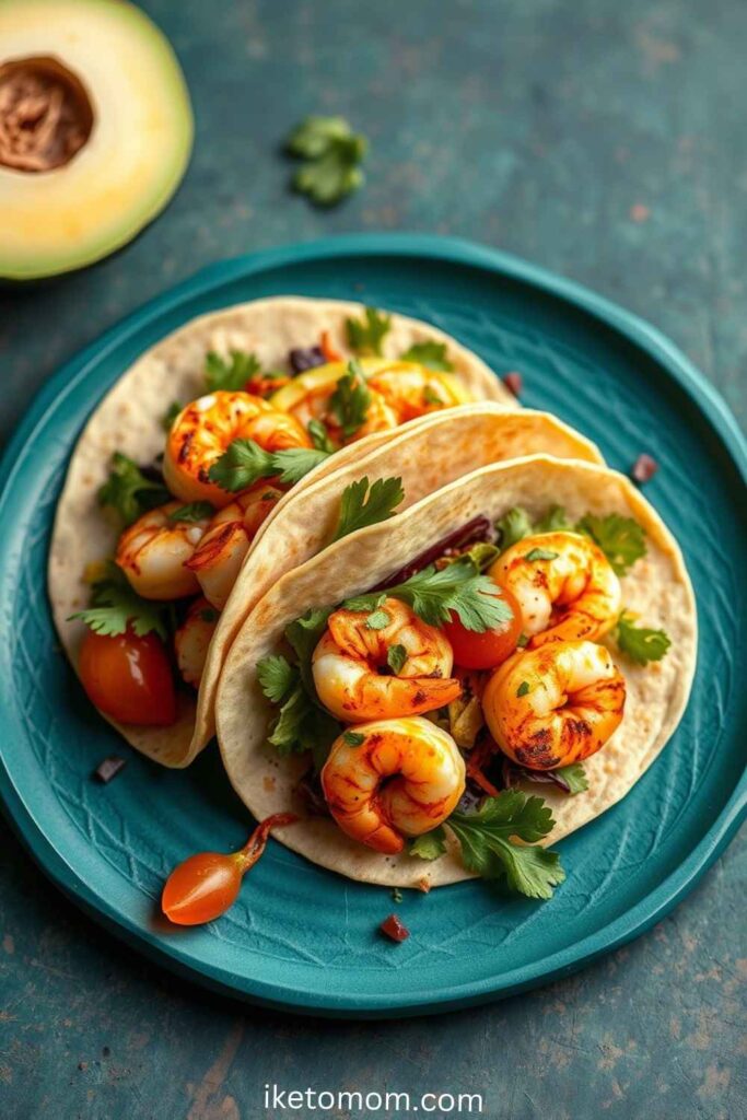 Grilled Shrimp Tacos with Avocado Lime Slaw