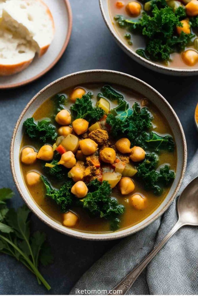 Vegan Soup Recipes Ideas Hearty Chickpea and Kale Stew