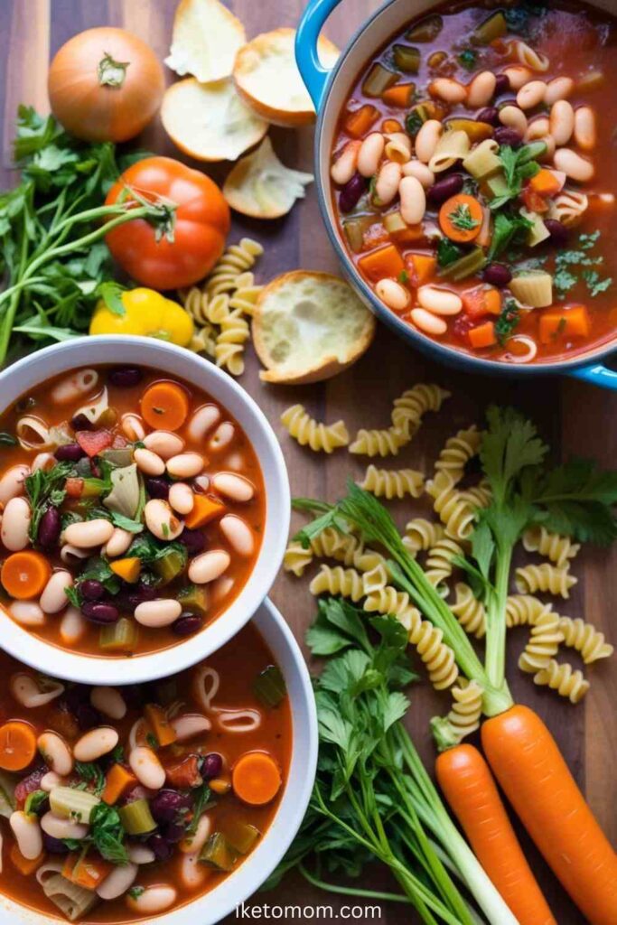 Minestrone Soup with Beans and Vegetables