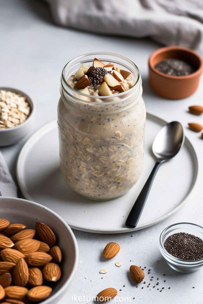 Overnight Oats with Protein Powder and Almonds