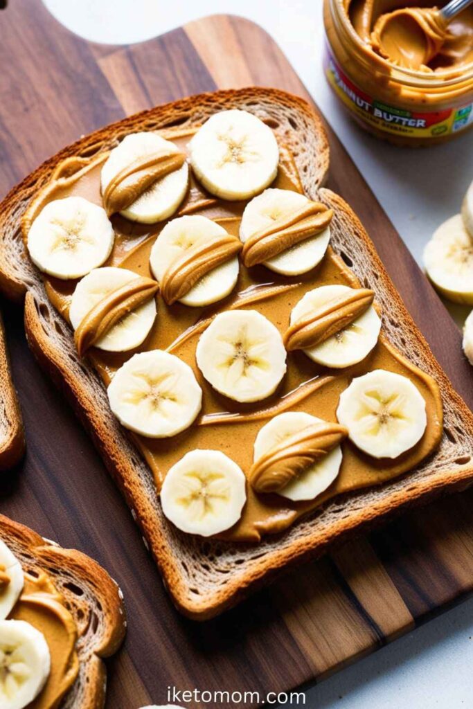 Peanut Butter and Banana Toast on Whole Wheat Bread