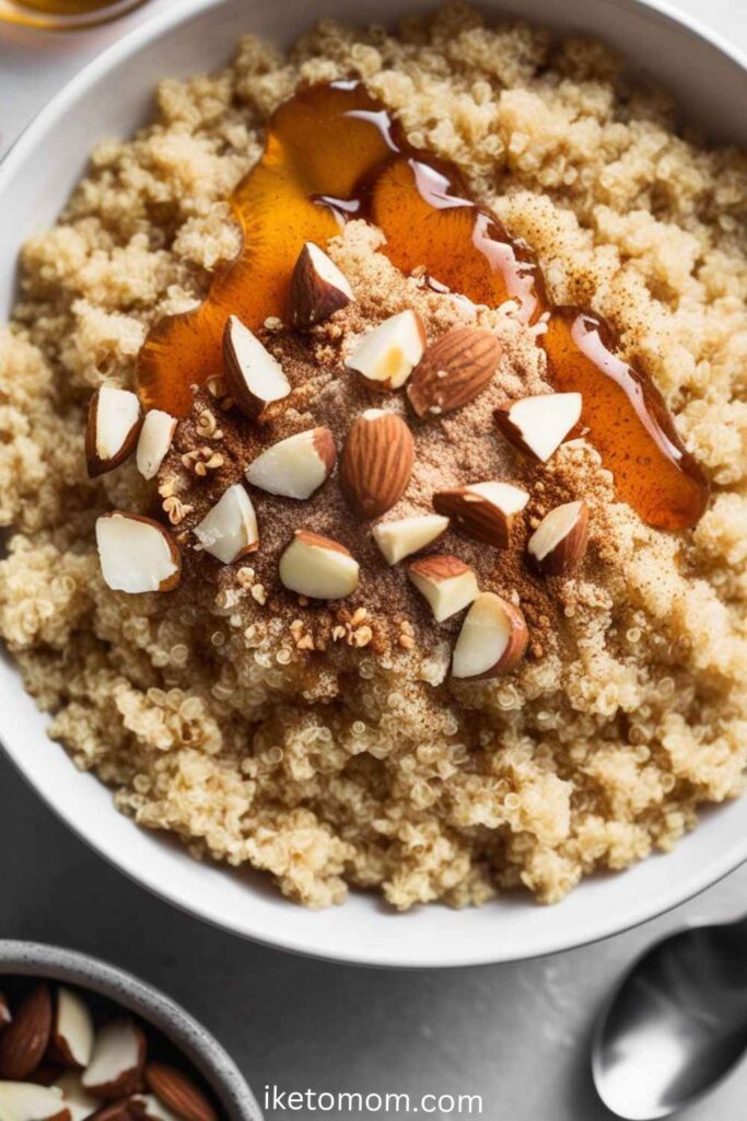 Quick High Protein Breakfast Ideas Quinoa Breakfast Bowl with Almonds and Honey