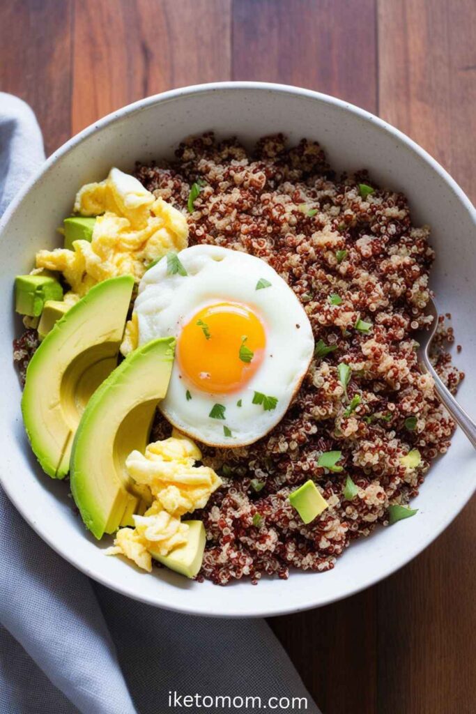 Quinoa Breakfast Bowl with Eggs and Avocado