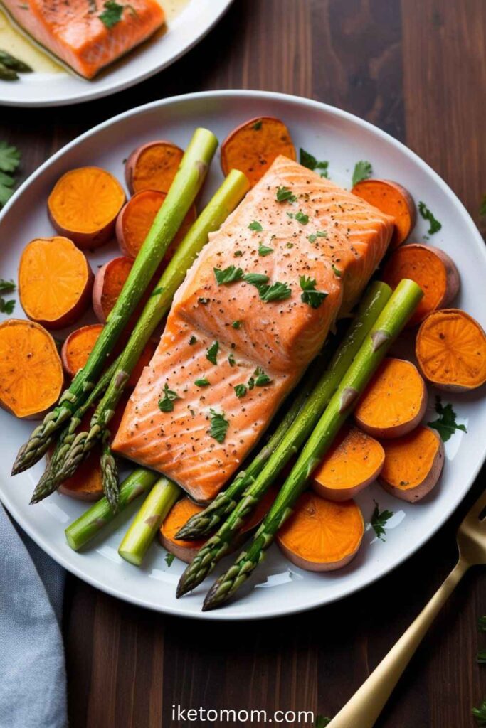 Salmon with Sweet Potato and Asparagus