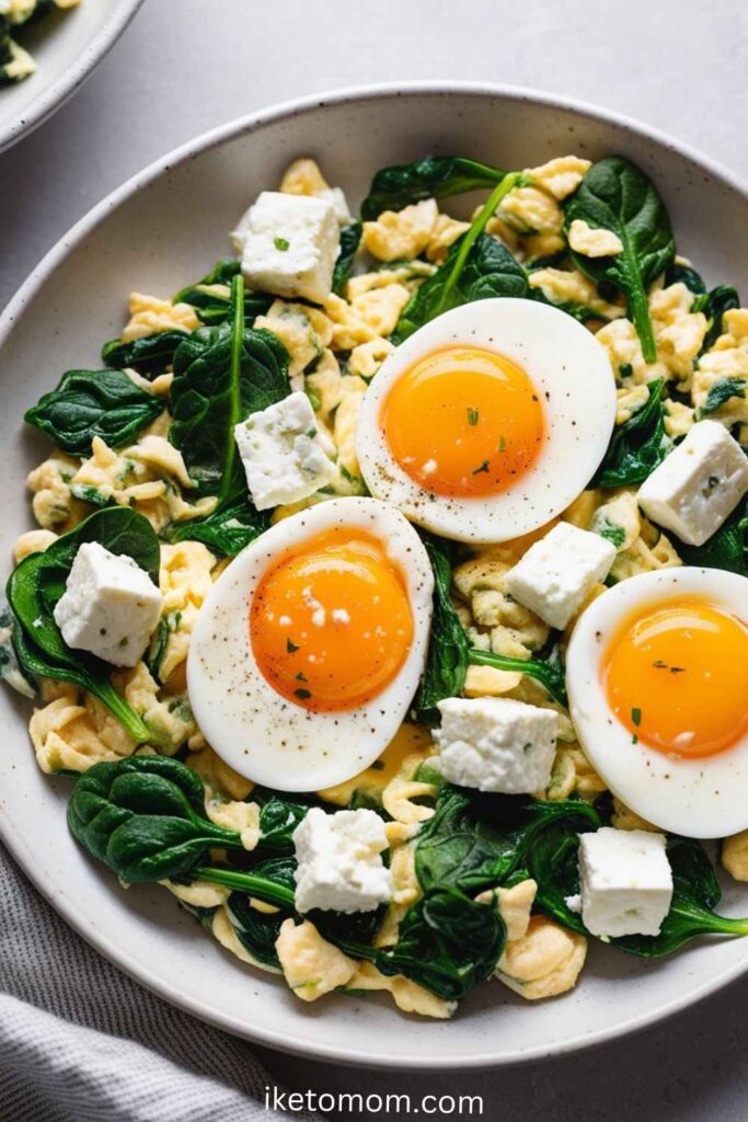 Scrambled Eggs with Spinach and Feta 