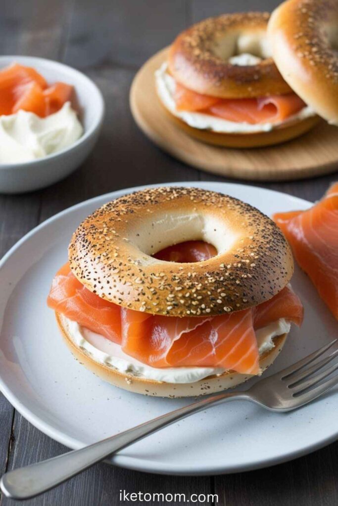 High Protein Breakfast Recipes Smoked Salmon and Cream Cheese Bagel 