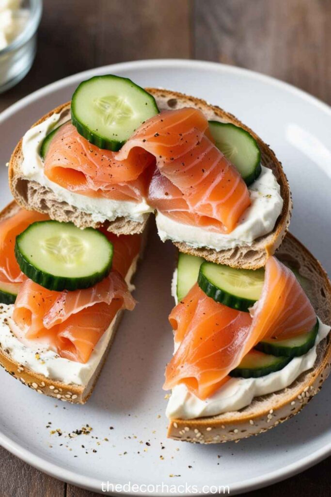 High Protein Breakfast Options Ideas Smoked Salmon and Cream Cheese Bagel