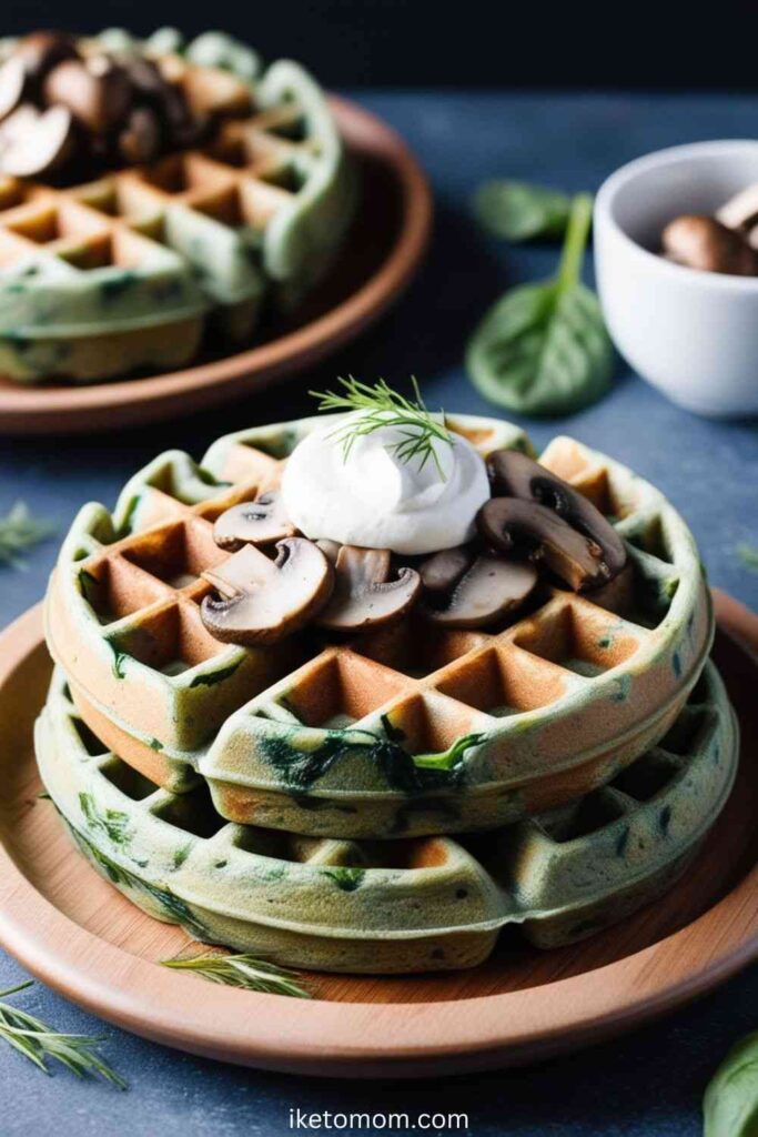 Spinach and Mushroom Waffles