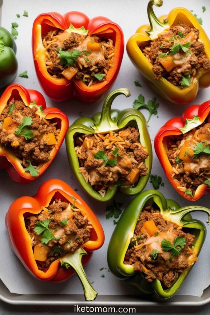 Stuffed Bell Peppers with Ground Turkey and Brown Rice