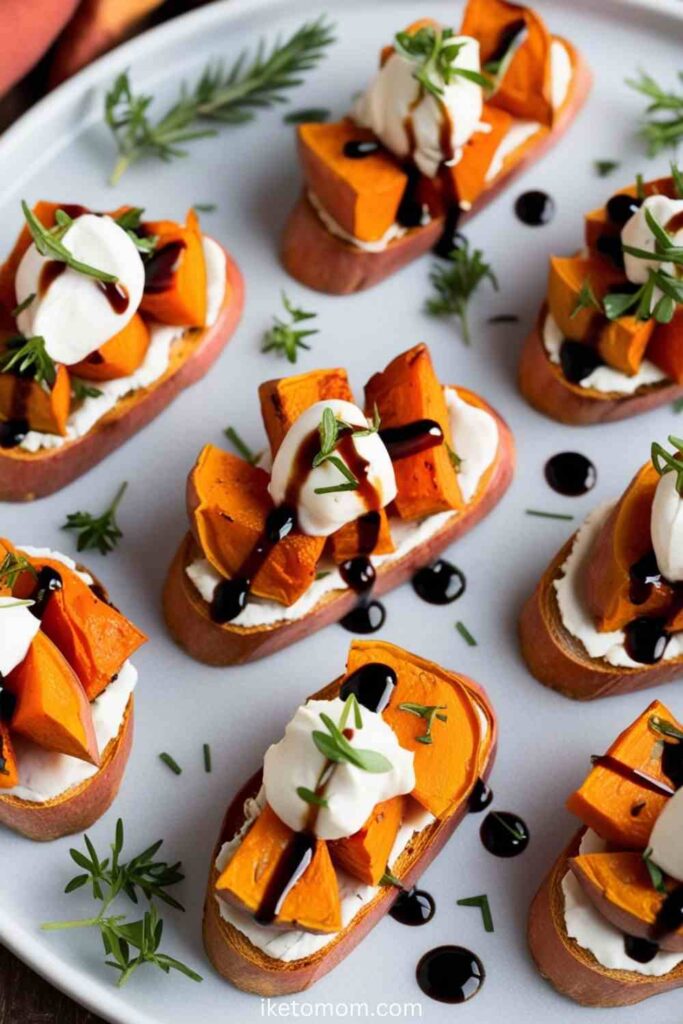 Vegan Thanksgiving Recipes Ideas Sweet Potato Crostini with Vegan Cream Cheese