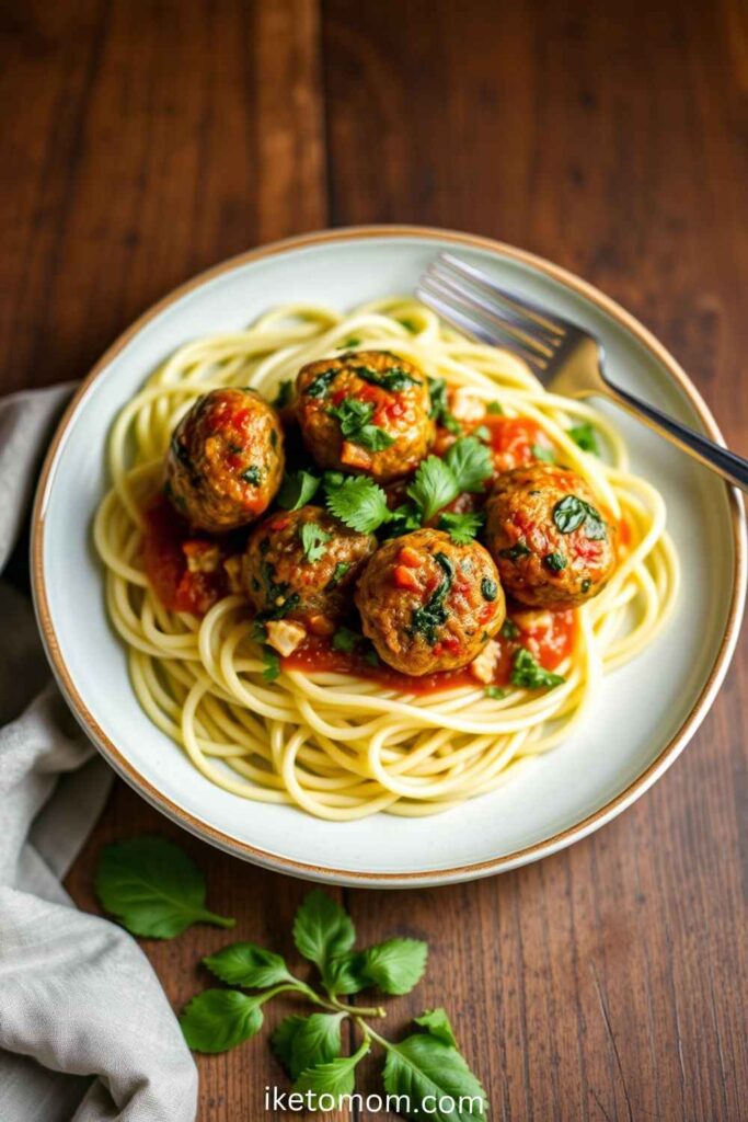 Turkey and Spinach Meatballs with Zucchini Noodles