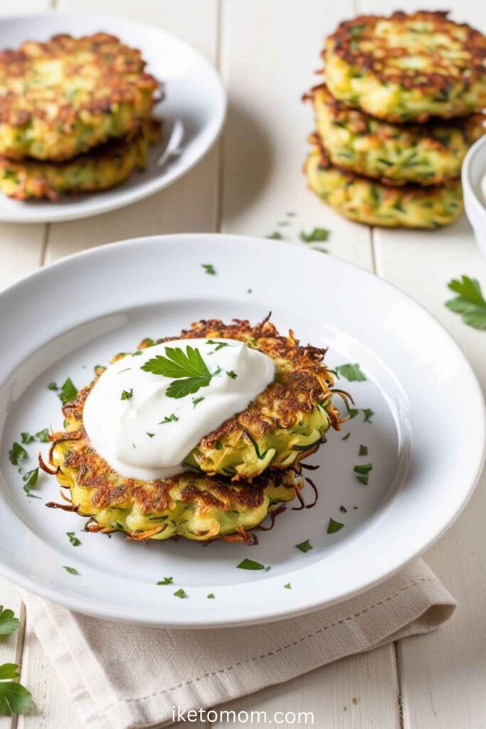  High Protein Low Carb Diet Breakfast Ideas Zucchini Fritters with Greek Yogurt