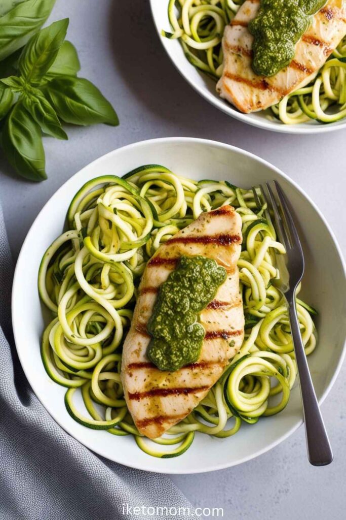 Zucchini Noodles with Pesto Chicken