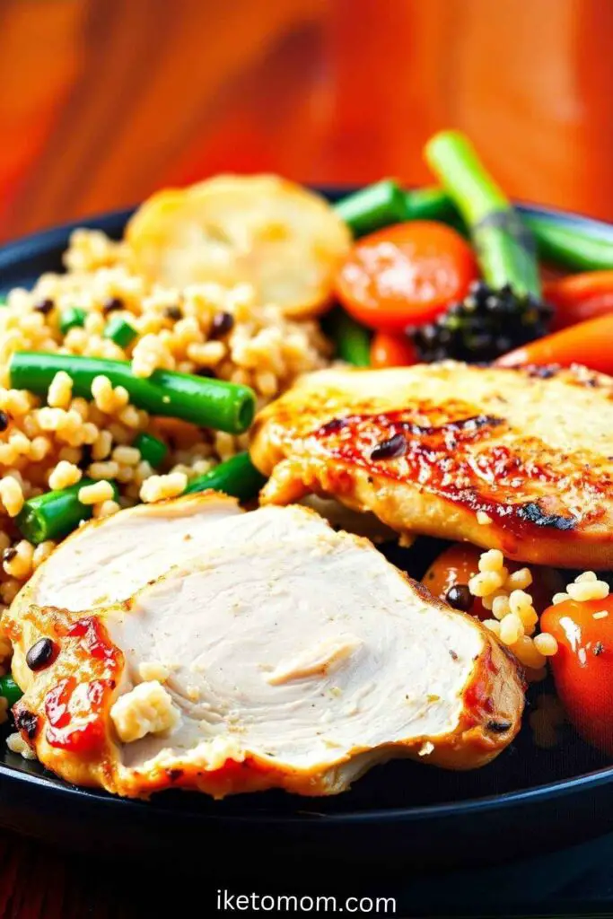 Baked Chicken Breast with Quinoa and Steamed Vegetables