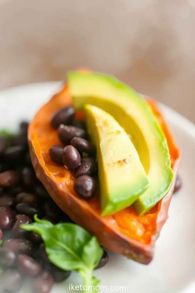 Baked Sweet Potato with Black Beans and Avocado